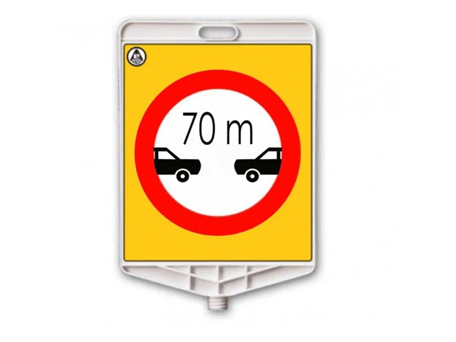 Dikdörtgen Uyarı Levhası - Takip Mesafesi 70 Metre