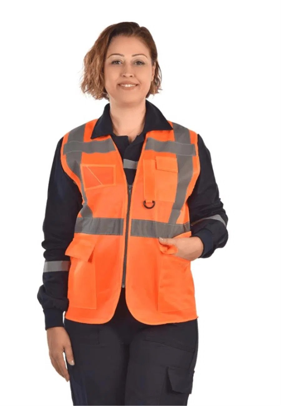Mühendis Tip Reflektörlü Cepli İkaz Yeleği