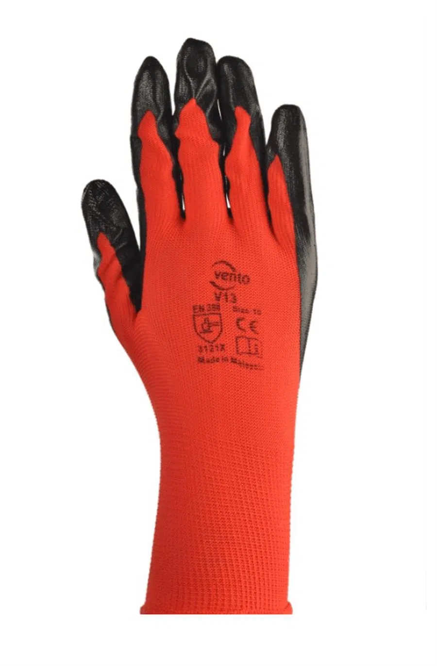 Vento V13 Nitril Kaplamalı İş Eldiveni Kırmızı-Siyah