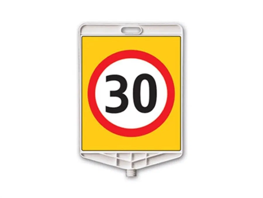 Dikdörtgen Uyarı Levhası - Hız Sınırı 30 km/h