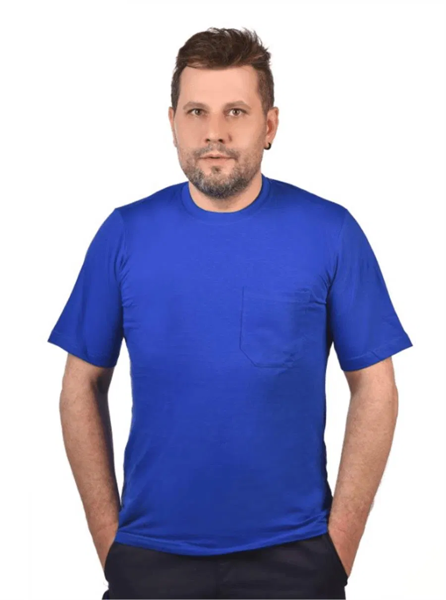 Bisiklet Yaka Süprem 30/1 Pamuk Penye Kumaş Unisex Mavi thumbnail 2