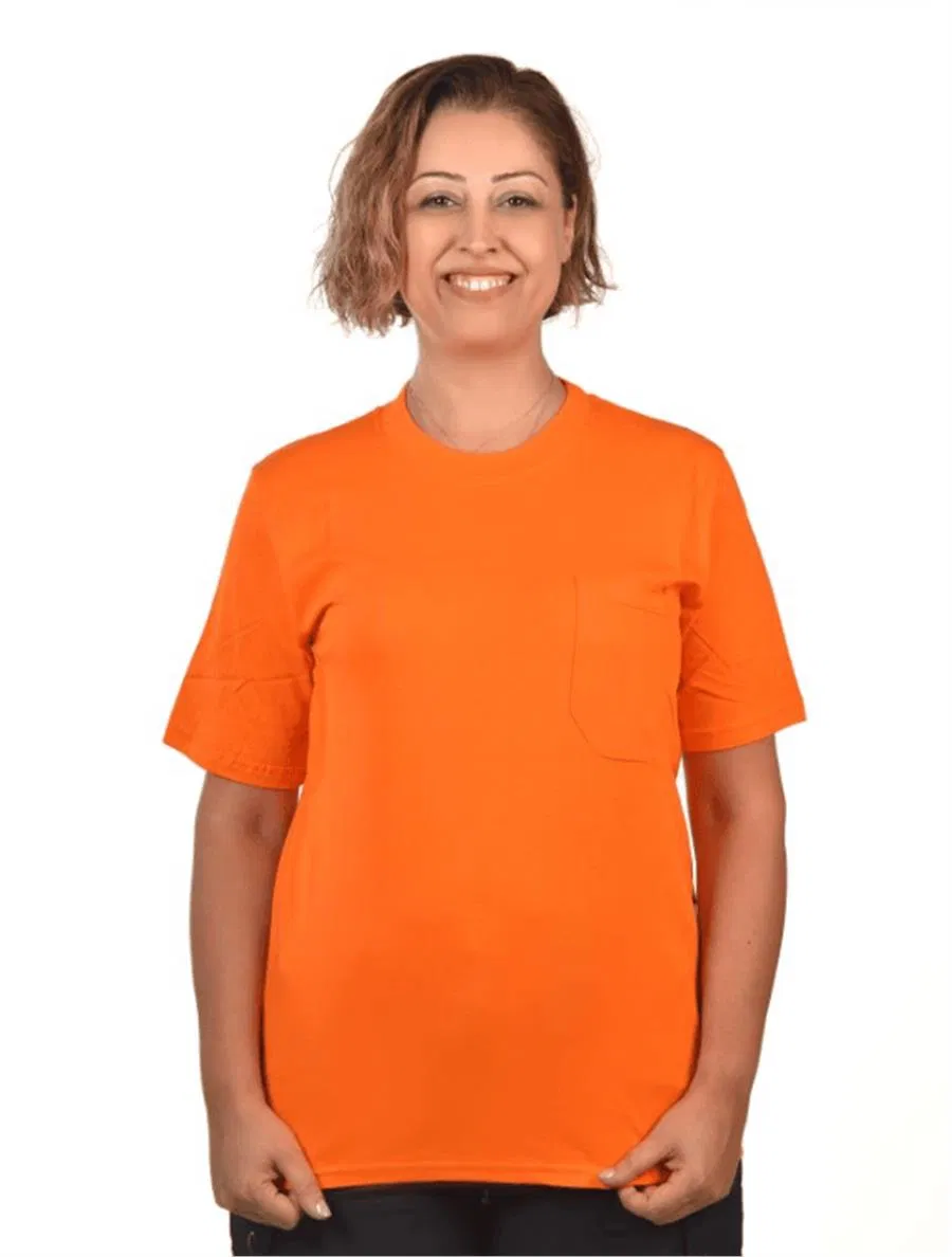 Bisiklet Yaka Süprem 30/1 Pamuk Penye Kumaş Unisex Turuncu thumbnail 2