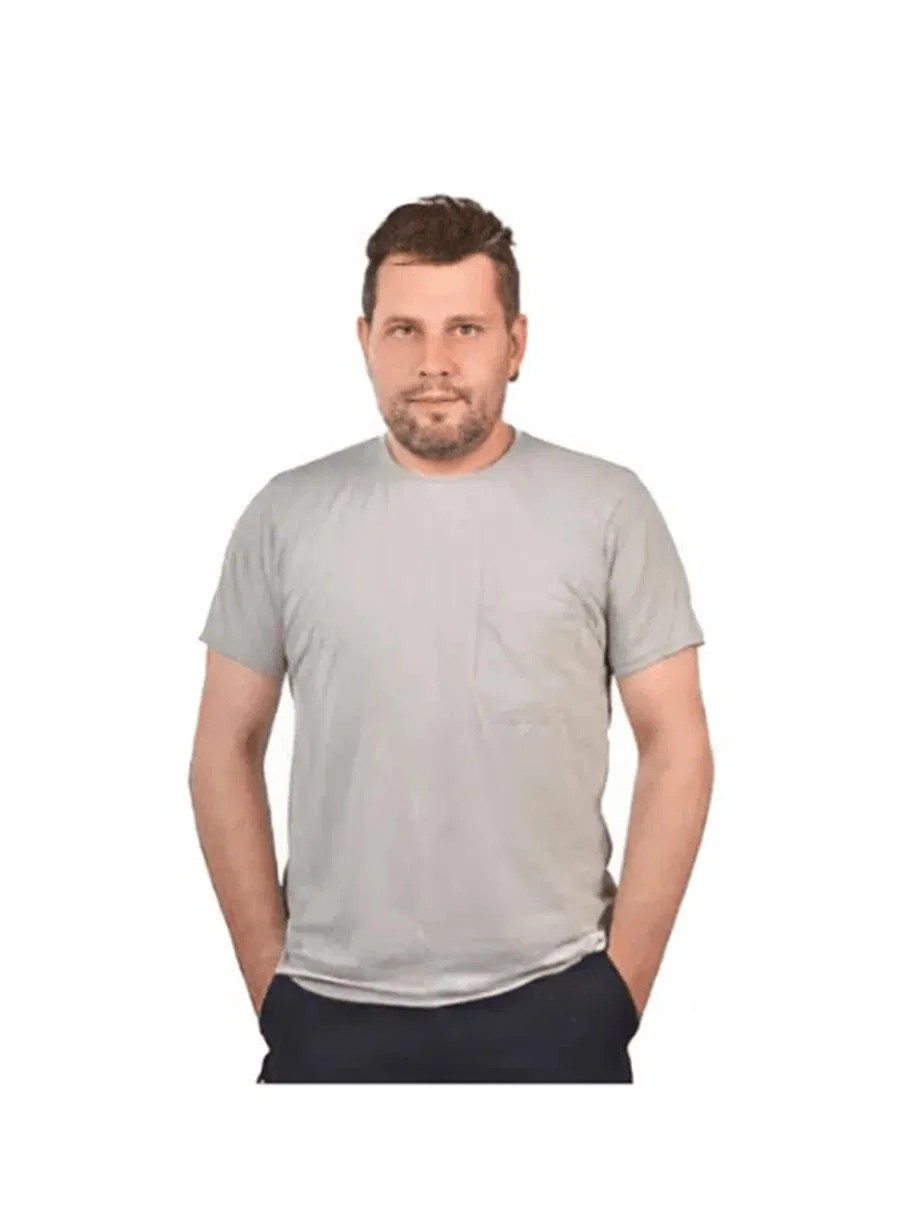 Bisiklet Yakalı 30/1 Süprem %100 Pamuklu Kısa Kol Gri