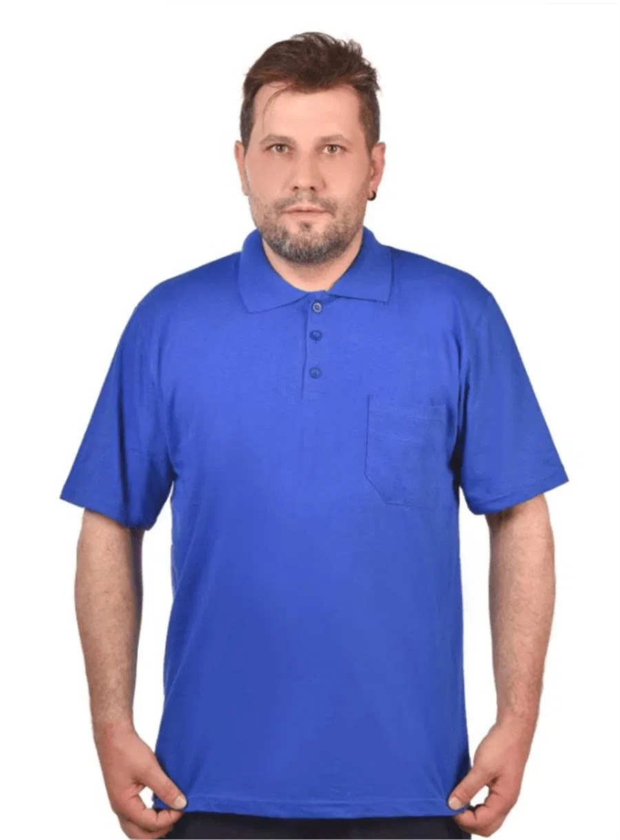 Yakalı Süprem 30/1 Pamuk Penye Kumaş Unisex Mavi thumbnail 3